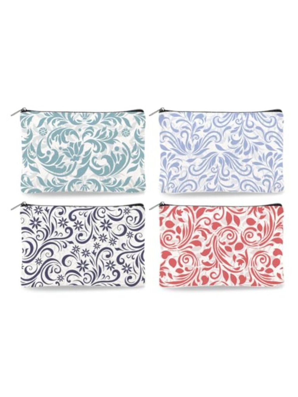 Canvas Floral Makeup Bag Set 4pc Travel Cosmetic Organizer Zipper Pouch